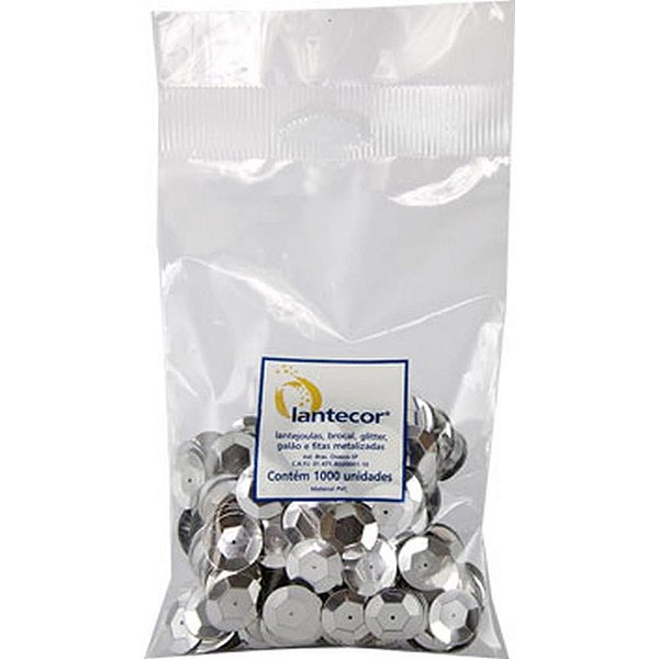 Lantejoula Metalizada Prata 8MM com 1000