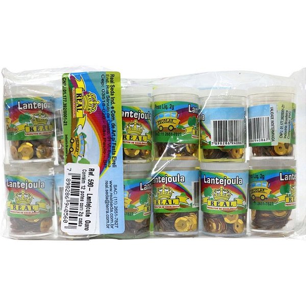 Lantejoula Metalizada Potes 2G Nº06 Ouro – Pacote com 12