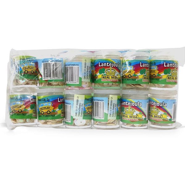 Lantejoula Metalizada Potes 2G N06 Branca - Pacote com 12