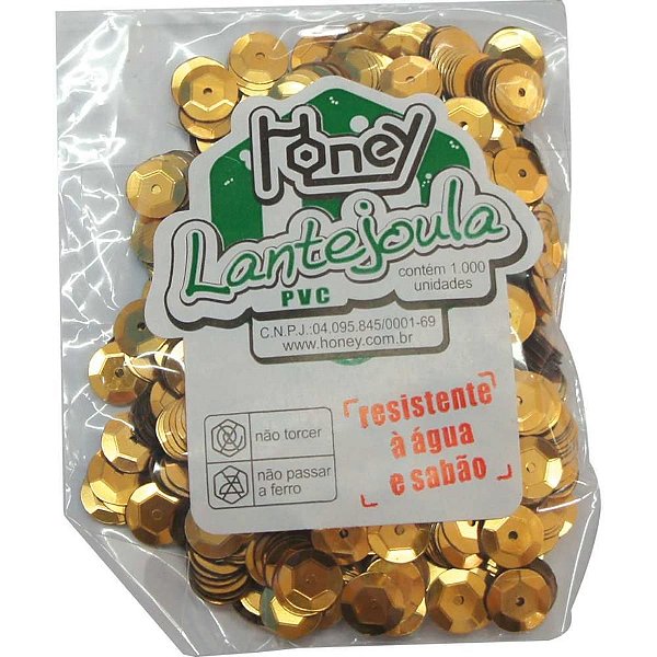 Lantejoula Metalizada Ouro N08 com 1000 Unidades
