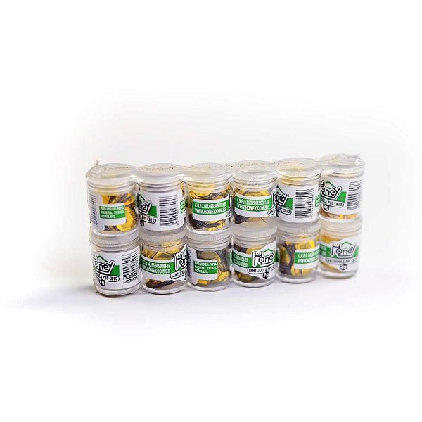 Lantejoula Metalizada Ouro 10MM Pote 2G Pacote com 12