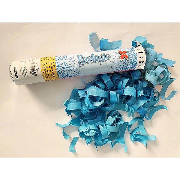 Lançador de Confete Revelação Menino 30CM - Pacote com 12