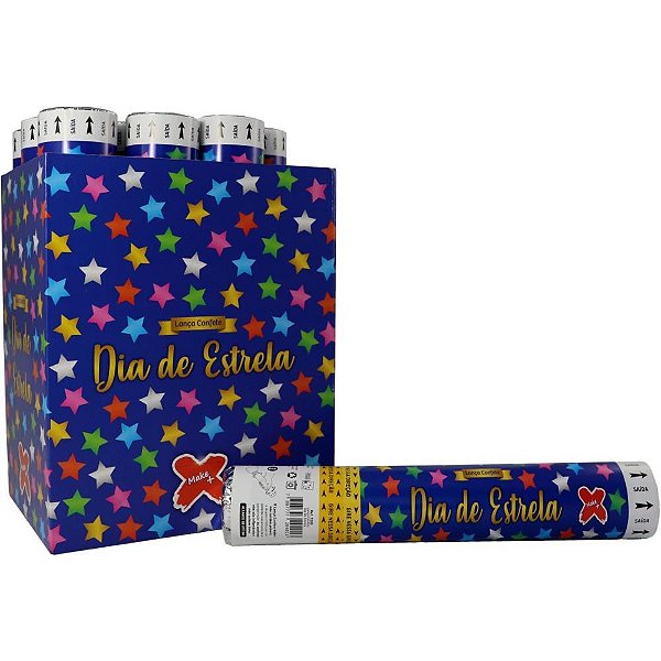 Lançador de Confete Dia de Estrela Color 30CM - Display com 12 Unidades