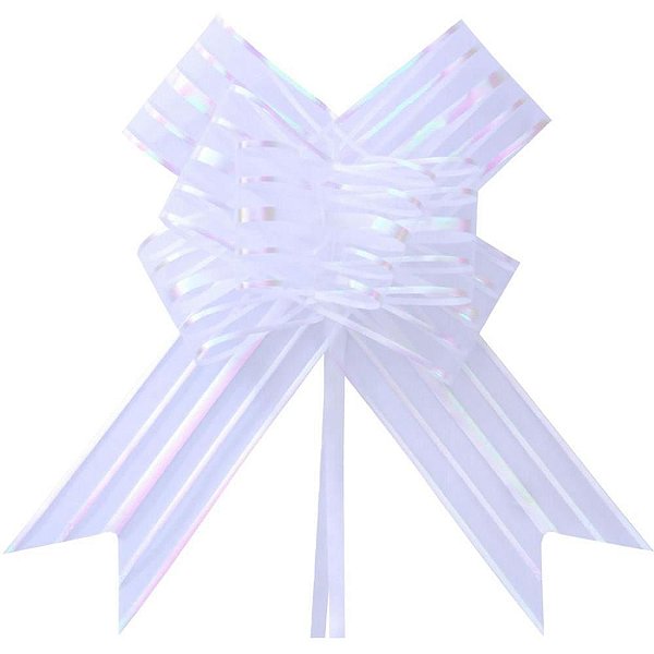 Laço Pronto Liso 32MM X 47CM Organza Branco - Pacote com 100 Unidades