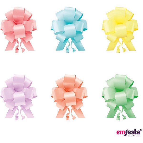 Laço Pronto Liso 20MM X 40CM CANDY Colors PCT com 10