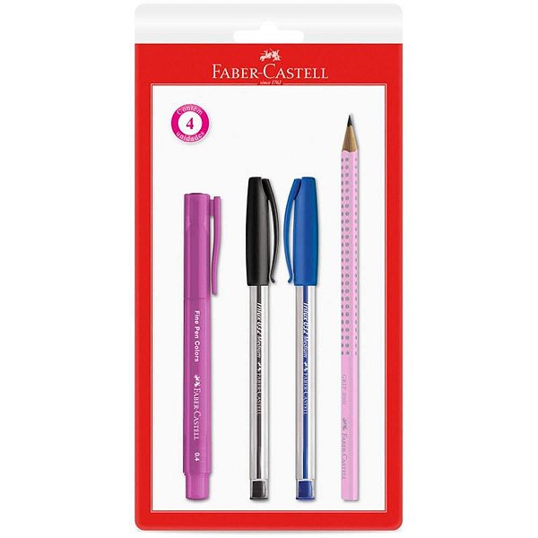 Kit Escolar Office Rosa 4 Peças
