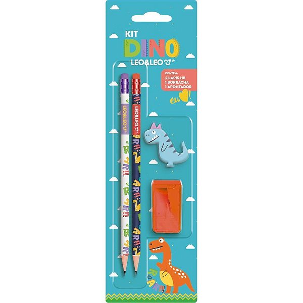 Kit Escolar Dino HB com 04 Peças