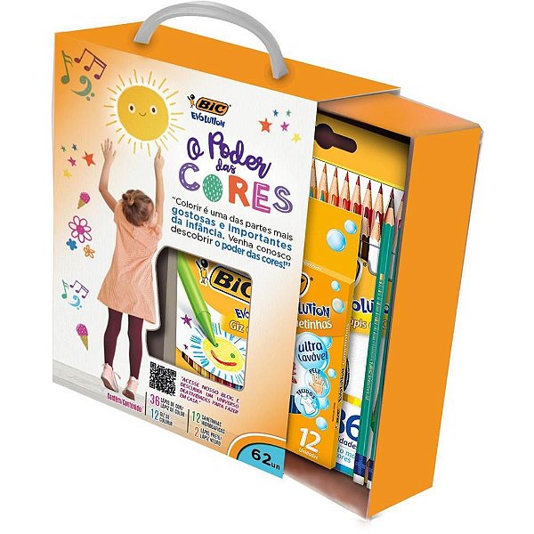 Kit Escolar BIC Poder das Cores com 62 Peças