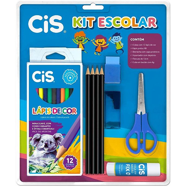 Kit Escolar Azul 9 Peças