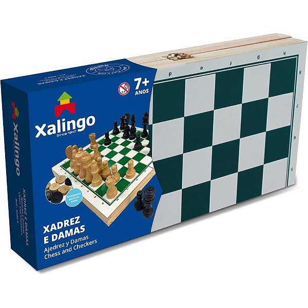 Jogo de Xadrez CX em Madeira com Dama e Xadrez