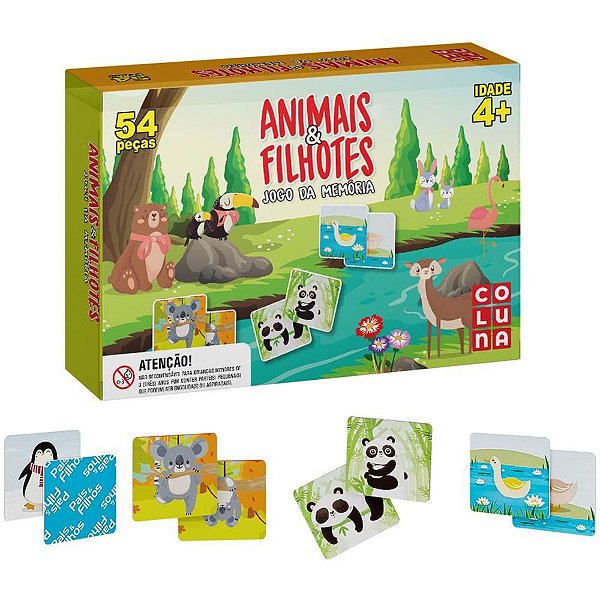 Jogo da Memória Animais e Filhotes 54PC