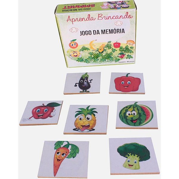 Jogo da Memória em Madeira Frutas 40 Peças