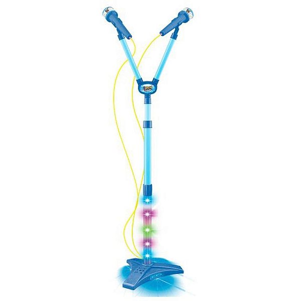 Instrumento Musical Microfone Duplo Pedestal Azul
