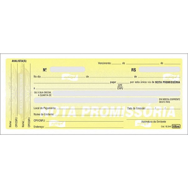 Talão de Nota Promissória Mini 50 Folhas - Pacote com 10 Unidades