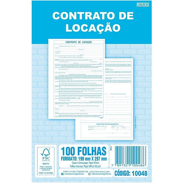 Impresso Talão Contrato de Locação 100 Folhas (17891321100483) Pacote com 05