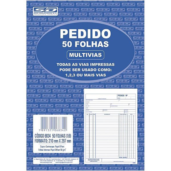 Impresso Talão de Pedido 1/9 1 Via 50 Folhas PCT com 10
