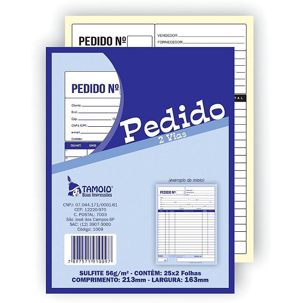 Impresso Talão de Pedido 1/18 2 Vias 25 Folhas  PCT com 20