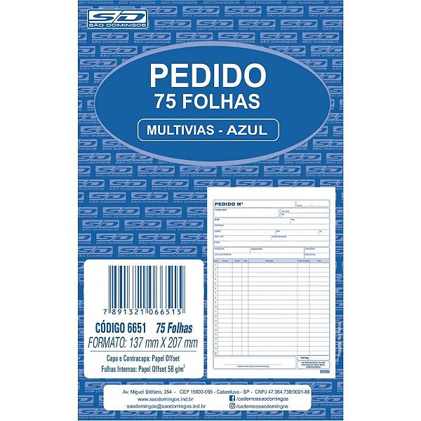 Impresso Talão de Pedido 1/18 1 Via 75 Folhas PCT com 10