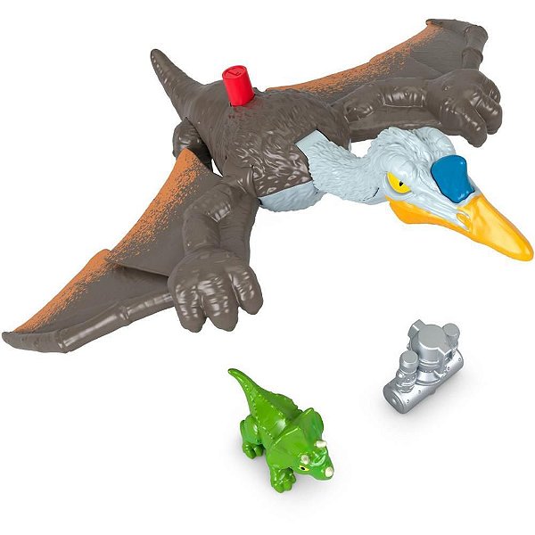 Imaginext Jurassic WORLD Quetzalcoatlus Voador com Triceratops e Acessório