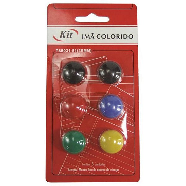 ímã Colorido 20MM com 6 Unidades