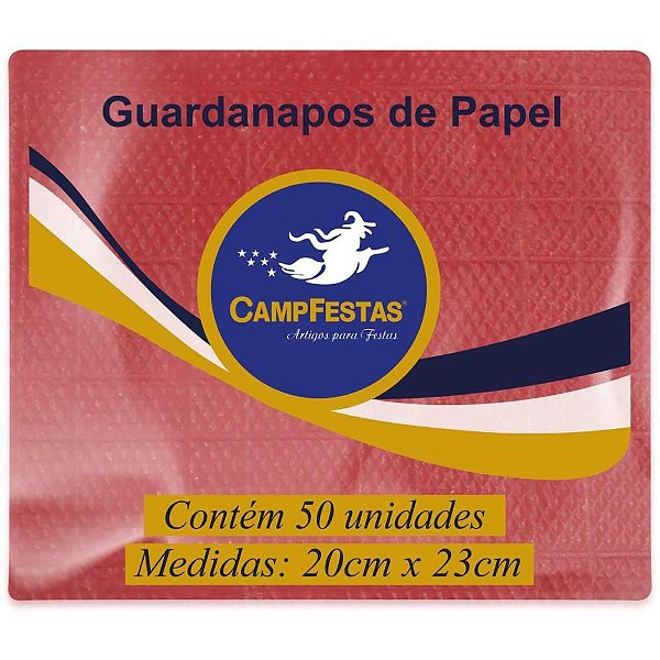 Guardanapo de Papel Vermelho 19,5X22,5CM 50F