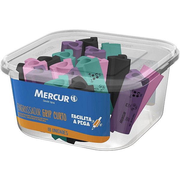 Grip Ergonômico Curto Engrossador Colorido – Pote com 18 Unidades