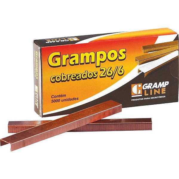 Grampo para Grampeador 26/6 Cobreado -  5000 Grampos