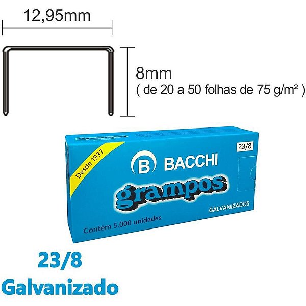 Grampo para Grampeador 23/8 Galvanizado 5000 Grampos