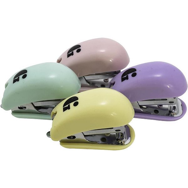 Grampeador Mini GE-1049 Pastel Cores Sortidas com Extrator - Display com 12 Unidades