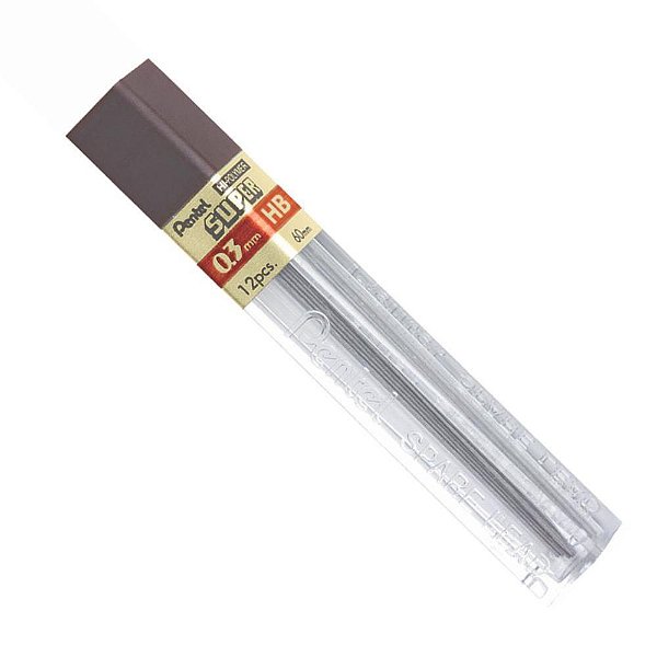 Grafite 0.3MM HB HI Polymer Super 12 Tubos com 12 Minas Cada Caixa com 12