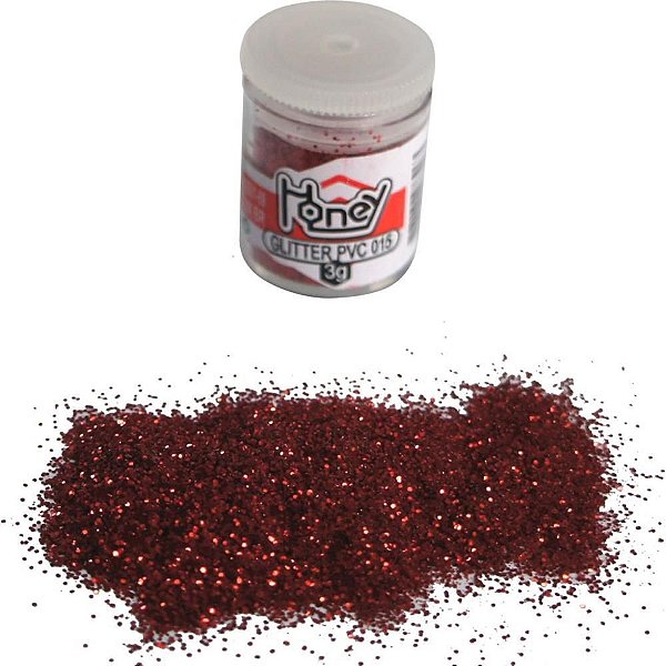 Glíter PVC Vermelho Potes 3G Pacote com 12