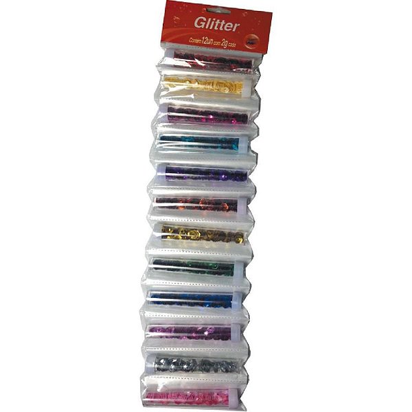 Glíter PVC Formato FLOR - Cores Sortidas - Blister com 12 Potinhos de 2G