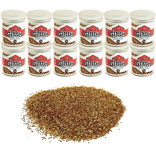 Glíter PVC Cobre 3G - Pacote com 12 Potes