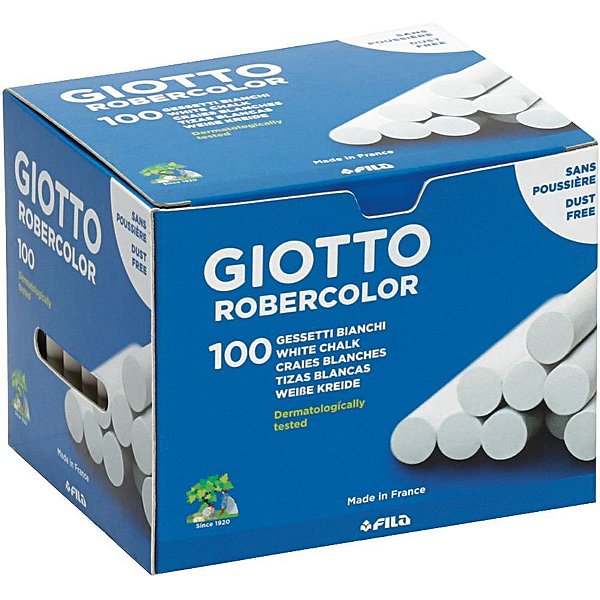 Giz Escolar Plastificado Giotto Branco com 100