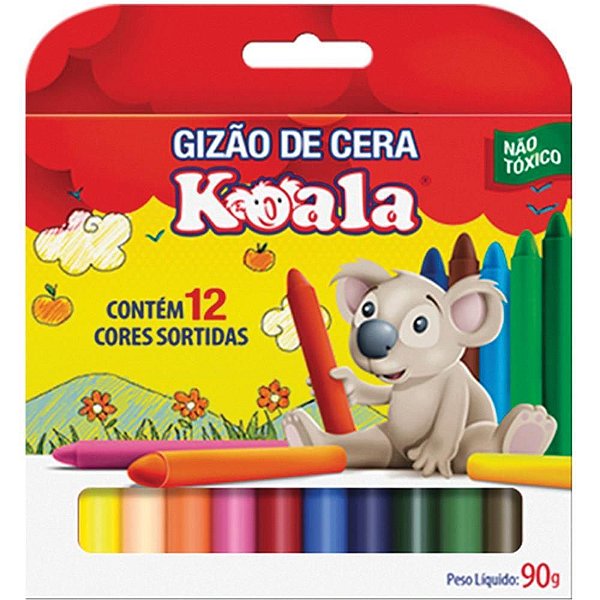 Giz de Cera Gizão 12 Cores Koala - Pacote com 12 Caixas