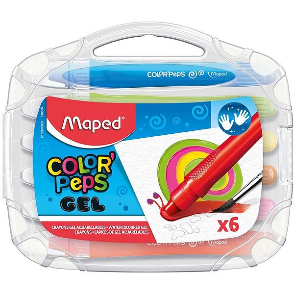Giz de Cera Fino GEL Colorpeps Aquarelável - Estojo com 6 Cores