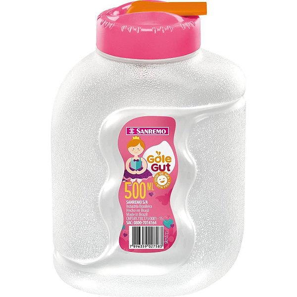 Garrafa Plástica Gole Guti 500ML Tampa Rosa