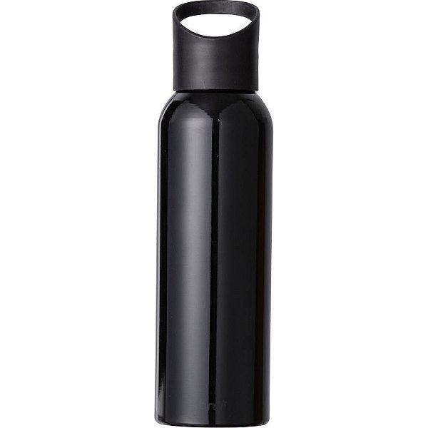 Garrafa de Alumínio com Tampa Plástica 600ML Preta