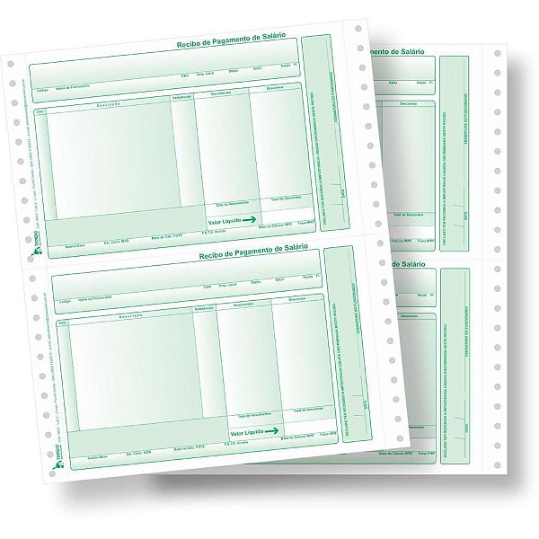 Formulário Contínuo Impresso Recibo de Pagamento LAB02 2 Vias Verde Caixa com 250 Unidades