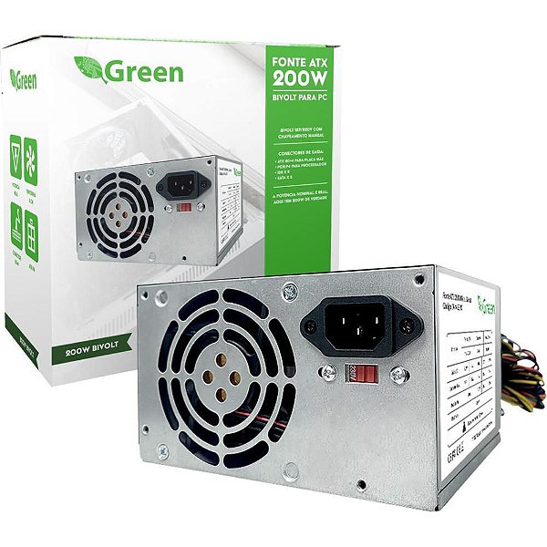 Fonte de Alimentação ATX 200W Real Bivolt - Green