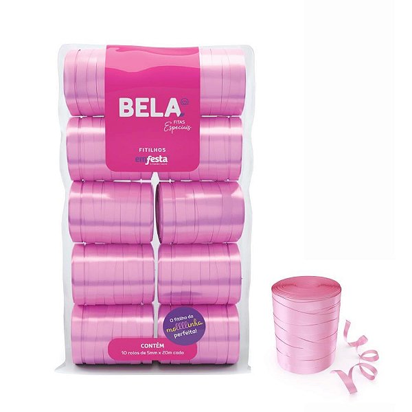 Fitilho Decorativo 5MM X 50M Rosa Bebê - Pacote com 10 Unidades