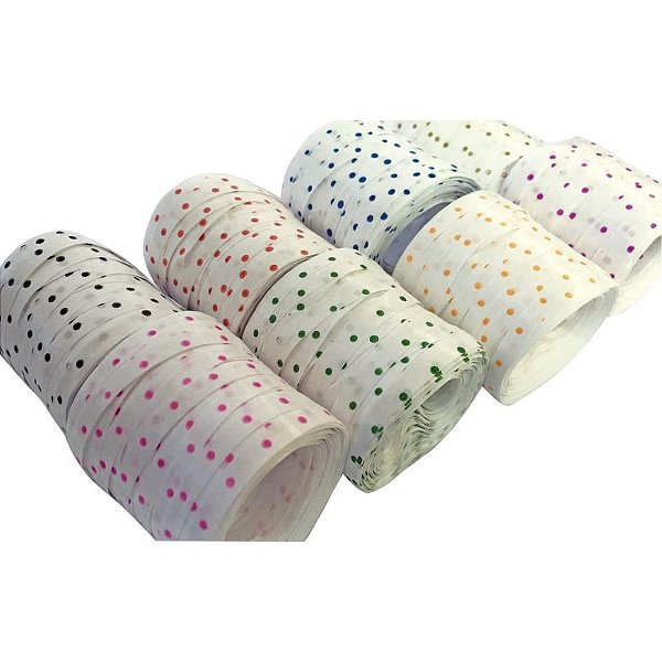 Fitilho 5MM X 50M Fita Branca com Poá - Pacote com 10 Unidades