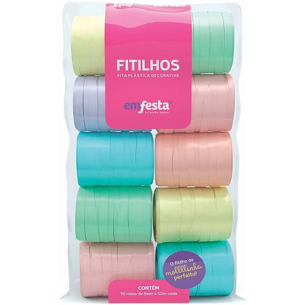 Fitilho 5MM X 50M CANDY Colors Sortidos Pacote com 10 Unidades