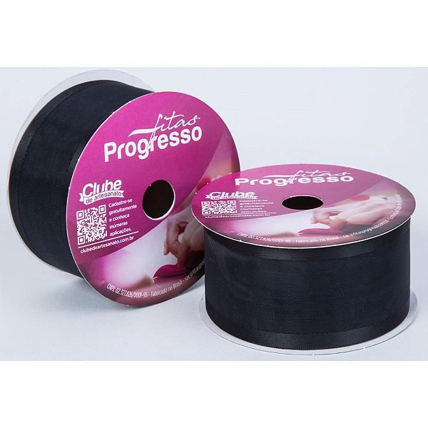Fita Voal com Cetim 38MM 10M Preto (7891521513505)