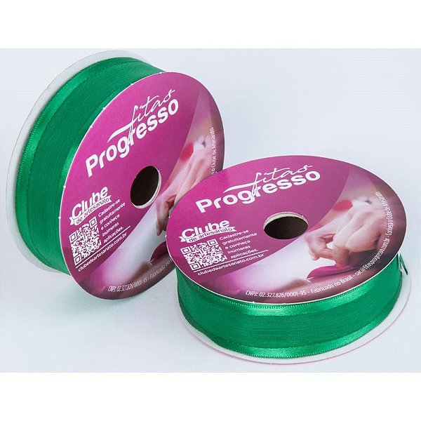 Fita Voal com Cetim 22MM 10M Verde Bandeira