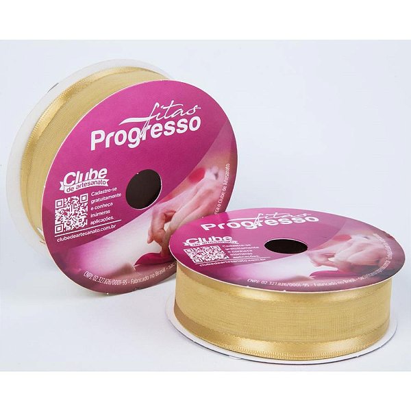 Fita Voal com Cetim 22MM 10M Ouro (7891521391233)