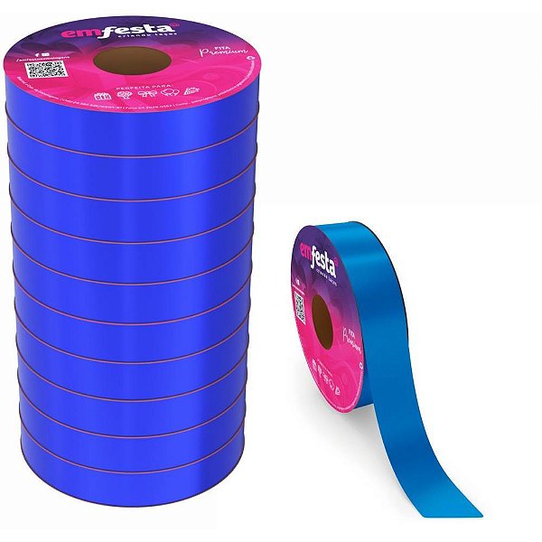 Fita Poli Lisa 15X50M Azul Royal Pacote com 10 Rolos