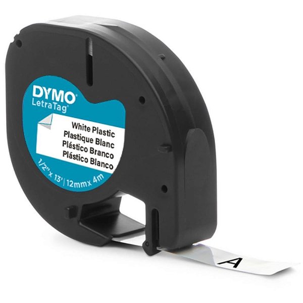 Fita para Rotulador Eletrônico 12MM X 4M Poliéster PRETO/BRANCO