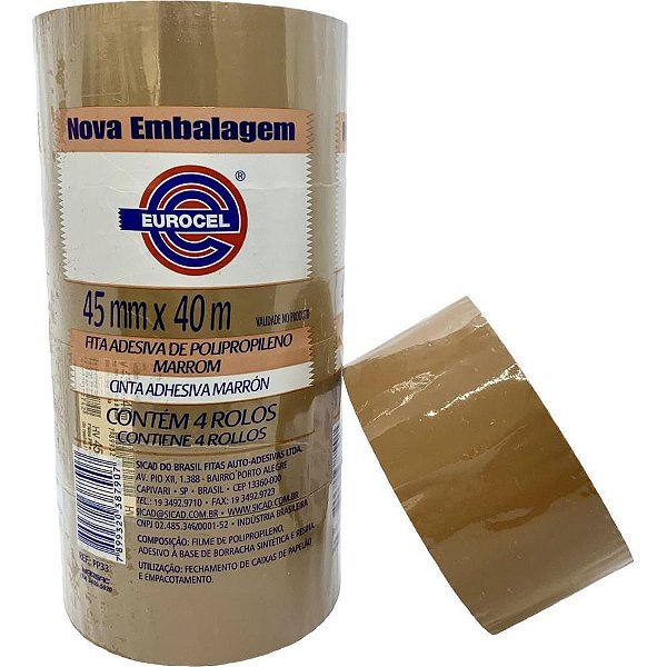 Fita para Empacotamento PP 33 45MM X 40M Marrom - Pacote com 4