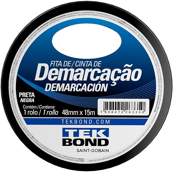 Fita para Demarcação de Solo PVC Preta 48MMX15M